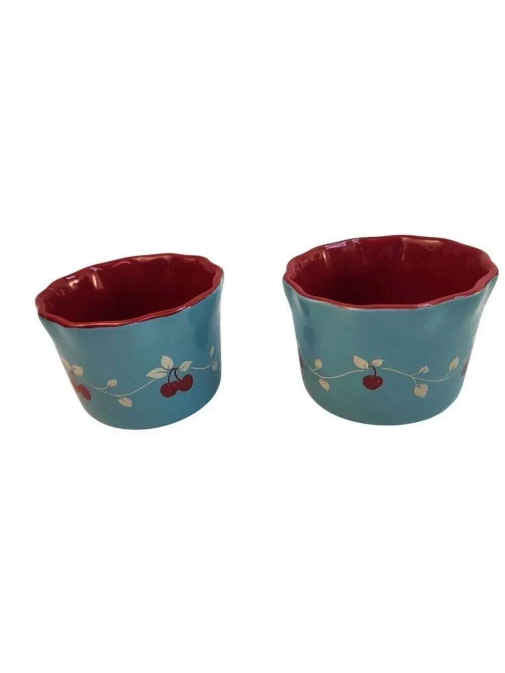 General Store By Gibson Cherry Design Custard Cup Ramekin Mini Bowl Cherry Set o